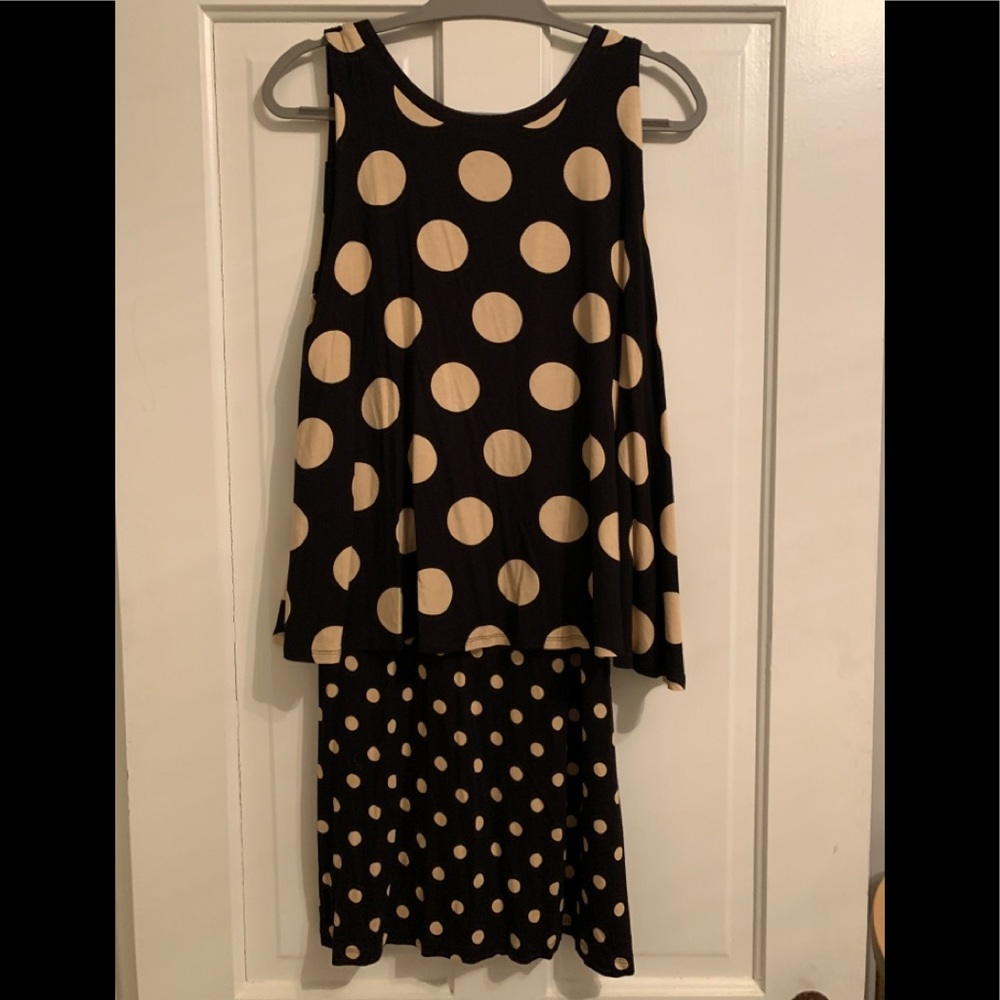 Maeve Polka Dress M Anthropologie Black Cream New - Picture 3 of 3